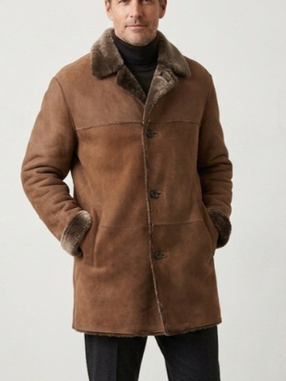 Andrew Marc Men's Lightweight Mouton Shearling Sheepskin Coat - Size XL